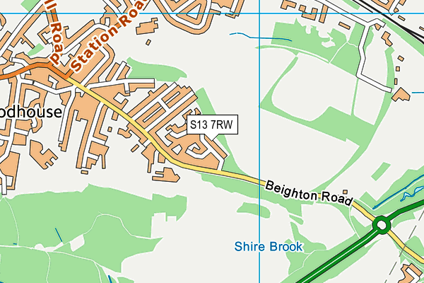 S13 7RW map - OS VectorMap District (Ordnance Survey)