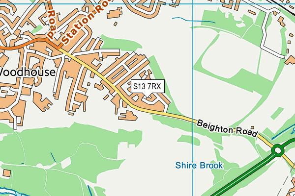 S13 7RX map - OS VectorMap District (Ordnance Survey)