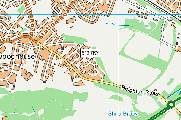 S13 7RY map - OS VectorMap District (Ordnance Survey)