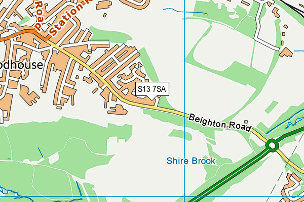 S13 7SA map - OS VectorMap District (Ordnance Survey)