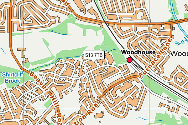 S13 7TB map - OS VectorMap District (Ordnance Survey)