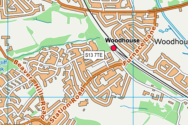 S13 7TE map - OS VectorMap District (Ordnance Survey)