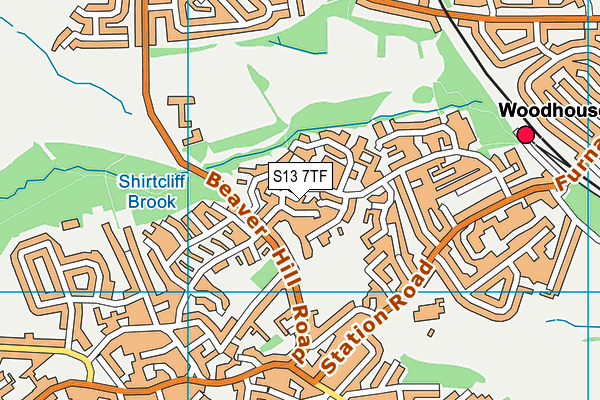 S13 7TF map - OS VectorMap District (Ordnance Survey)