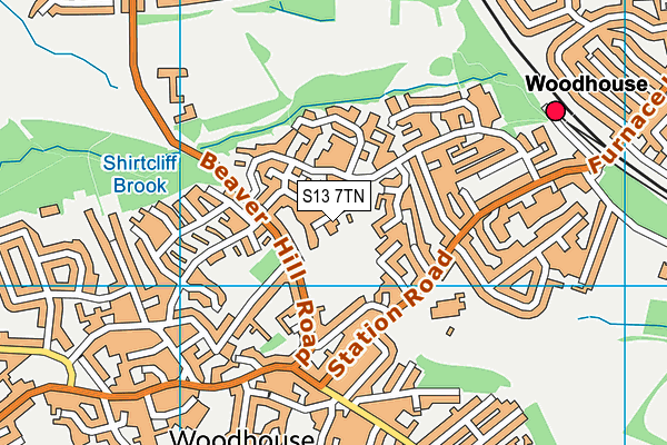 S13 7TN map - OS VectorMap District (Ordnance Survey)