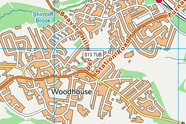 S13 7UB map - OS VectorMap District (Ordnance Survey)