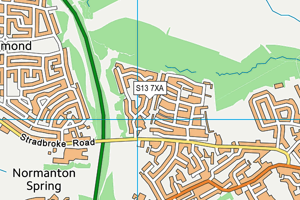 S13 7XA map - OS VectorMap District (Ordnance Survey)