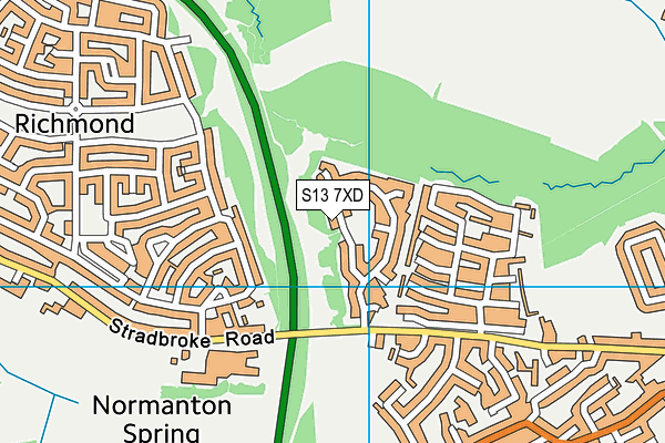 S13 7XD map - OS VectorMap District (Ordnance Survey)