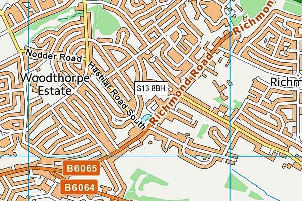 S13 8BH map - OS VectorMap District (Ordnance Survey)
