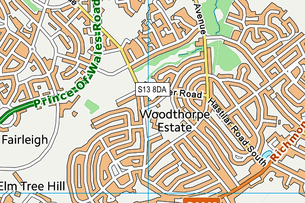 Woodthorpe Community Primary School map (S13 8DA) - OS VectorMap District (Ordnance Survey)