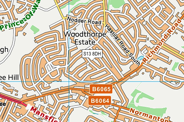 S13 8DH map - OS VectorMap District (Ordnance Survey)