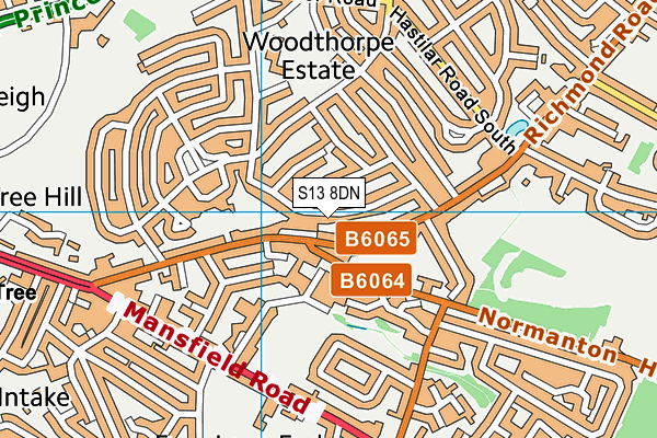 S13 8DN map - OS VectorMap District (Ordnance Survey)