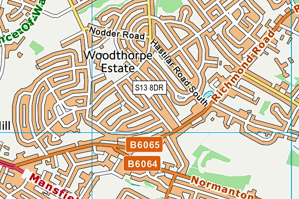 S13 8DR map - OS VectorMap District (Ordnance Survey)