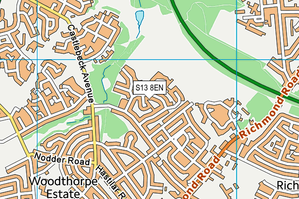 S13 8EN map - OS VectorMap District (Ordnance Survey)