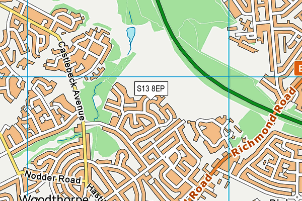 S13 8EP map - OS VectorMap District (Ordnance Survey)