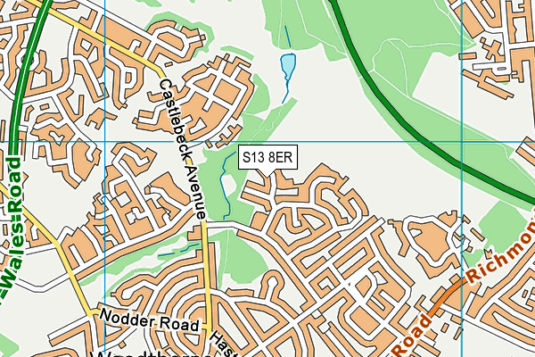 S13 8ER map - OS VectorMap District (Ordnance Survey)