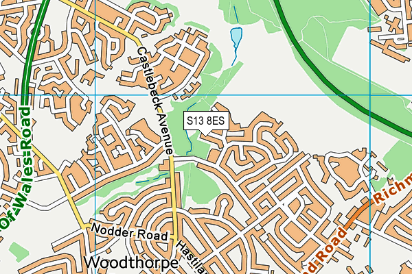 S13 8ES map - OS VectorMap District (Ordnance Survey)