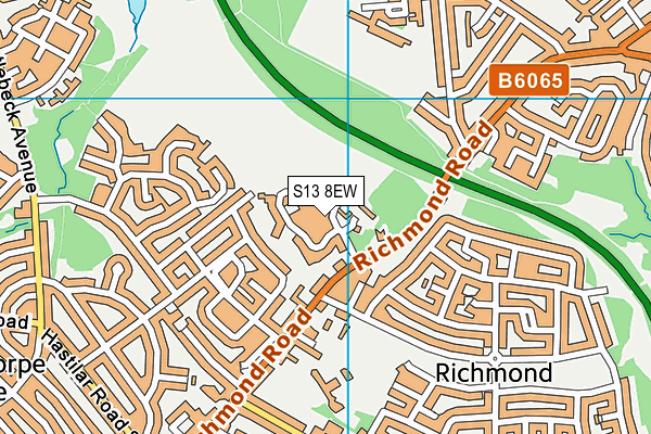 S13 8EW map - OS VectorMap District (Ordnance Survey)