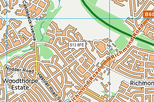 S13 8FE map - OS VectorMap District (Ordnance Survey)