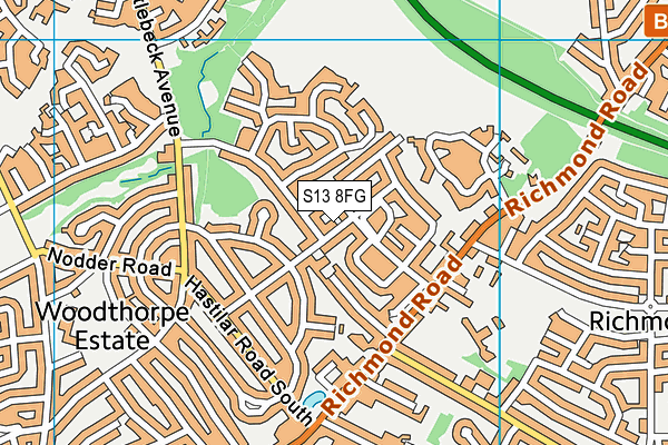 S13 8FG map - OS VectorMap District (Ordnance Survey)