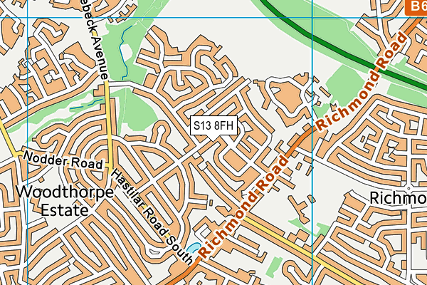 S13 8FH map - OS VectorMap District (Ordnance Survey)