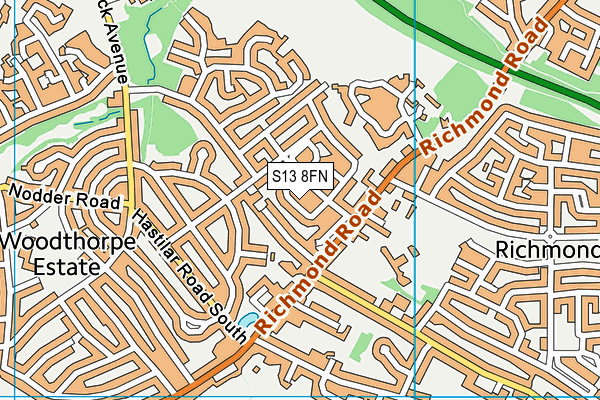 S13 8FN map - OS VectorMap District (Ordnance Survey)