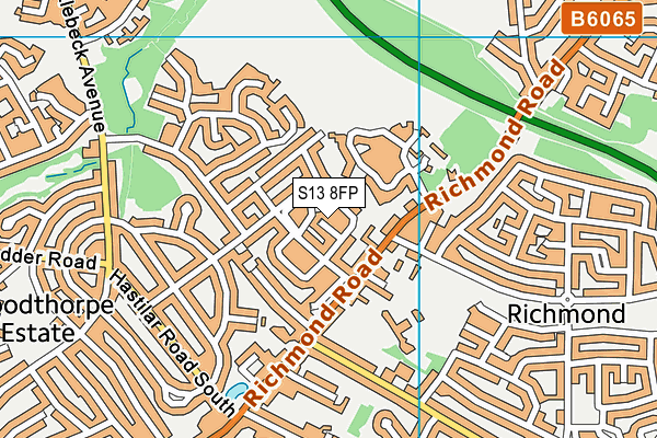 S13 8FP map - OS VectorMap District (Ordnance Survey)