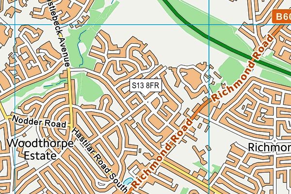 S13 8FR map - OS VectorMap District (Ordnance Survey)