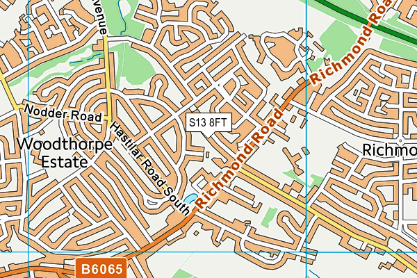 S13 8FT map - OS VectorMap District (Ordnance Survey)