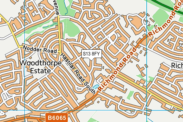 S13 8FY map - OS VectorMap District (Ordnance Survey)