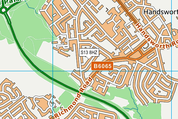 S13 8HZ map - OS VectorMap District (Ordnance Survey)