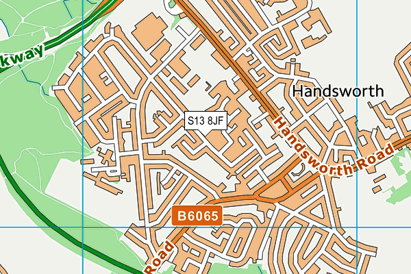 S13 8JF map - OS VectorMap District (Ordnance Survey)