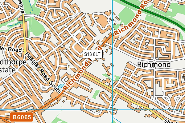 Stradbroke Primary School map (S13 8LT) - OS VectorMap District (Ordnance Survey)