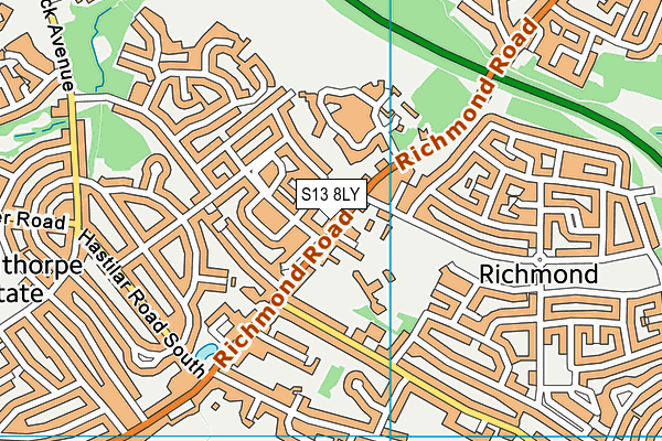 S13 8LY map - OS VectorMap District (Ordnance Survey)