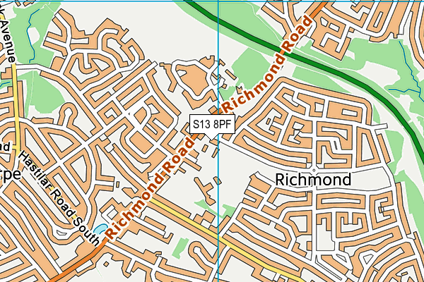 S13 8PF map - OS VectorMap District (Ordnance Survey)