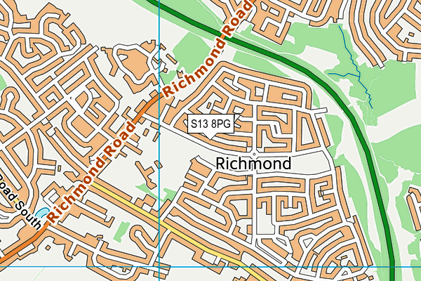 S13 8PG map - OS VectorMap District (Ordnance Survey)