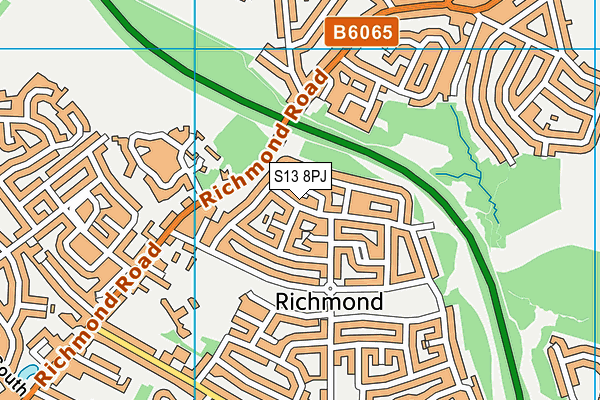 S13 8PJ map - OS VectorMap District (Ordnance Survey)