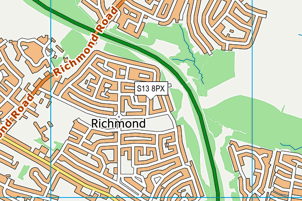 S13 8PX map - OS VectorMap District (Ordnance Survey)