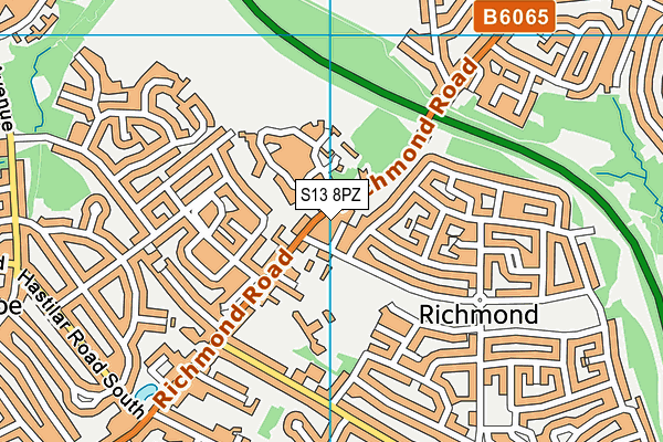 S13 8PZ map - OS VectorMap District (Ordnance Survey)