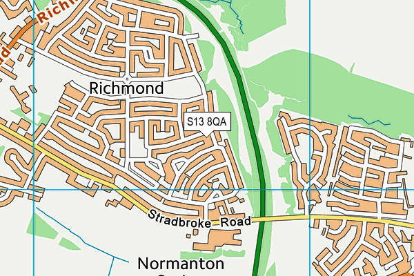 S13 8QA map - OS VectorMap District (Ordnance Survey)