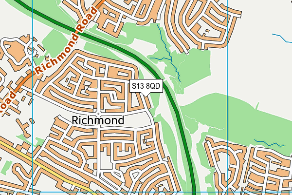 S13 8QD map - OS VectorMap District (Ordnance Survey)