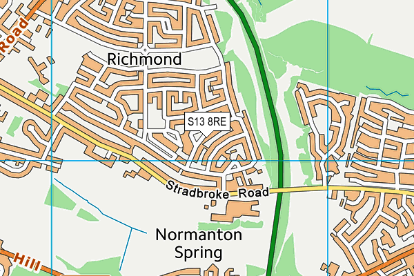 S13 8RE map - OS VectorMap District (Ordnance Survey)