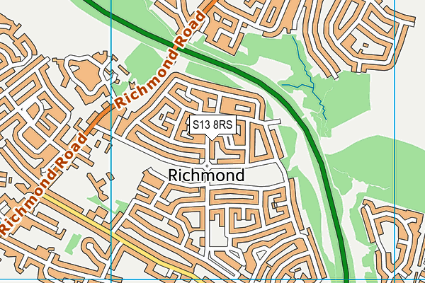 S13 8RS map - OS VectorMap District (Ordnance Survey)
