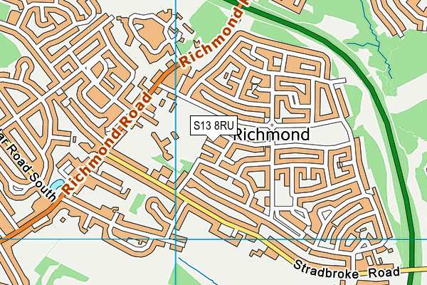 S13 8RU map - OS VectorMap District (Ordnance Survey)