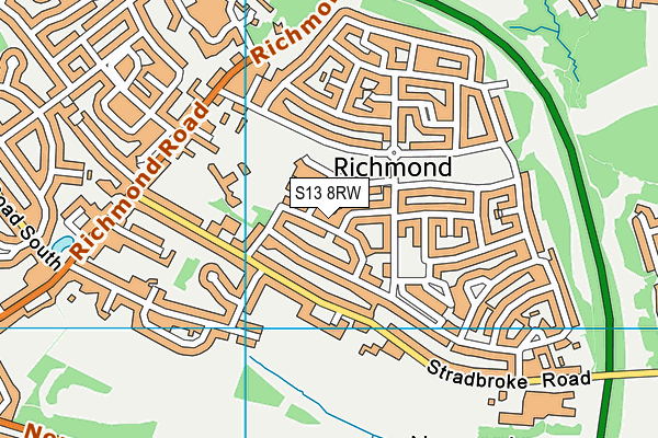 S13 8RW map - OS VectorMap District (Ordnance Survey)