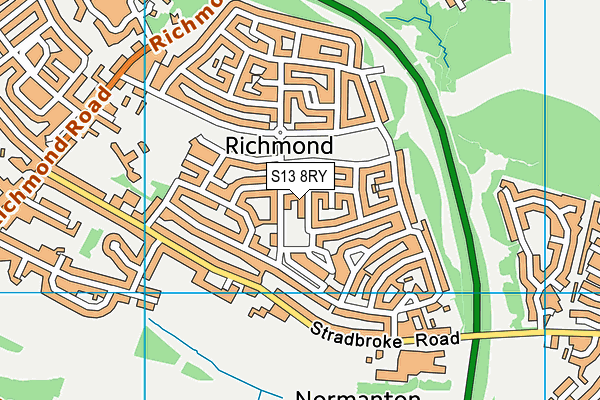 S13 8RY map - OS VectorMap District (Ordnance Survey)