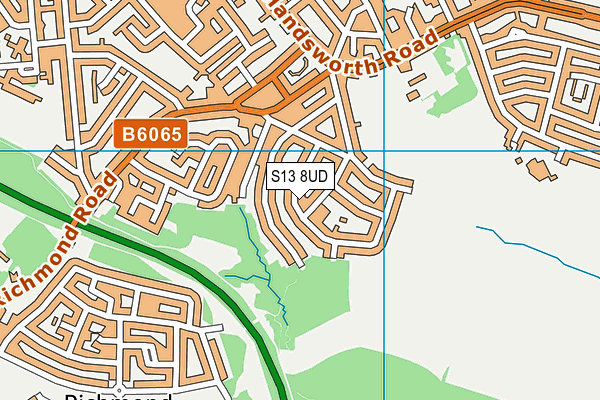 S13 8UD map - OS VectorMap District (Ordnance Survey)