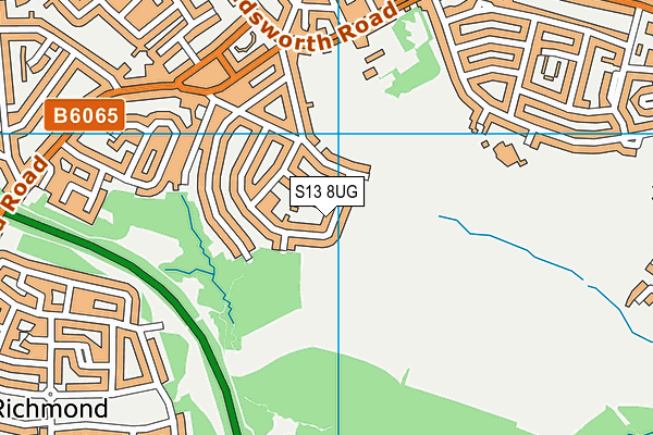 S13 8UG map - OS VectorMap District (Ordnance Survey)