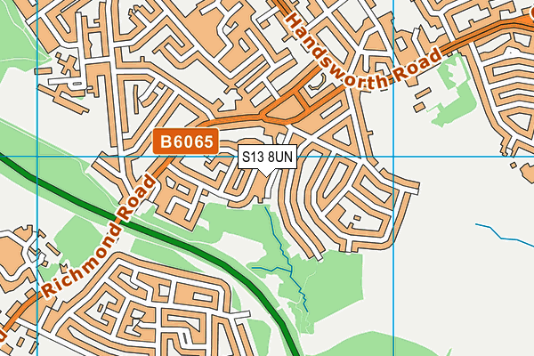 S13 8UN map - OS VectorMap District (Ordnance Survey)