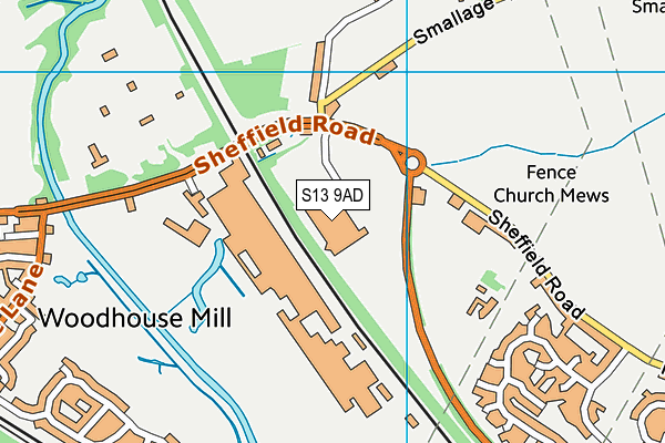 S13 9AD map - OS VectorMap District (Ordnance Survey)