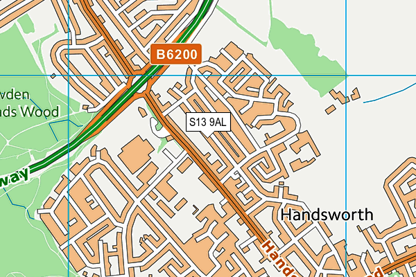 S13 9AL map - OS VectorMap District (Ordnance Survey)